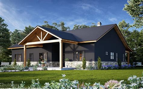 metal houses with wrap around porch|barndominium with gable porch.